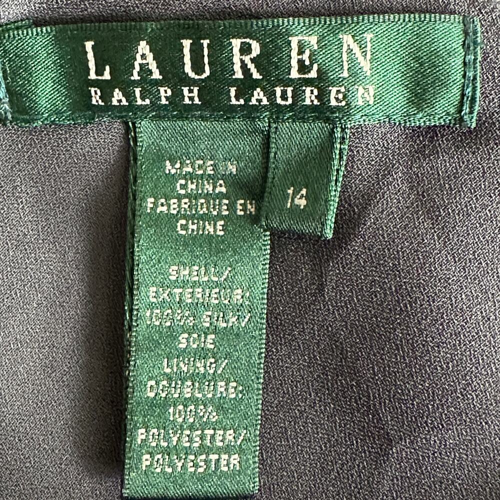 Lauren Ralph Lauren 100 Silk Tank Top Size 14 Gray Pleats Lined Quiet Luxury EUC - Picture 8 of 9